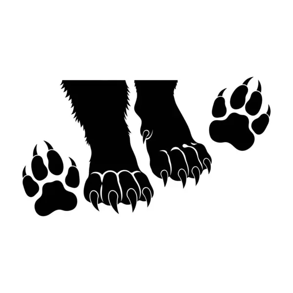 Minimalist Siyah ve Beyaz Pençe Yazdırma Silüeti Temiz Vahşi Yaşam Çizimi