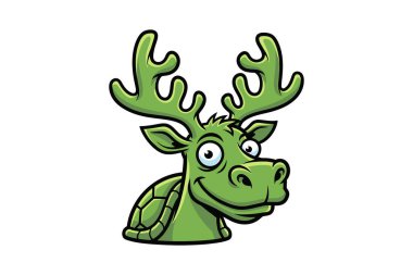 Beyaz arkaplanda izole edilmiş yeşil bir geyik çizgi filminin vektör çizimi