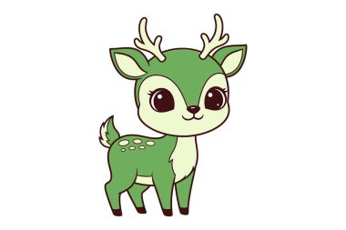 şirin ren geyiği çizgi film vektör çizimi grafik tasarımı