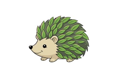 Kirpi karikatür vektör çizimi beyaz arkaplanda izole edildi.