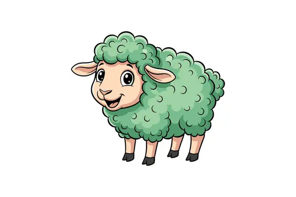 Şirin koyunların vektör çizimi. Beyaz arkaplanda el çizimi koyun