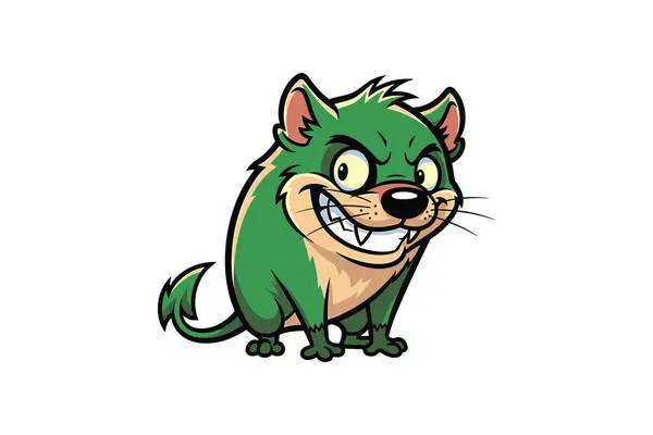 yeşil gülümseyen çizgi film kedisi. vektör illüstrasyonu