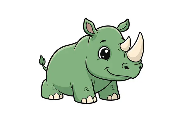 sevimli küçük gergedan karakter vektör çizimi tasarımı