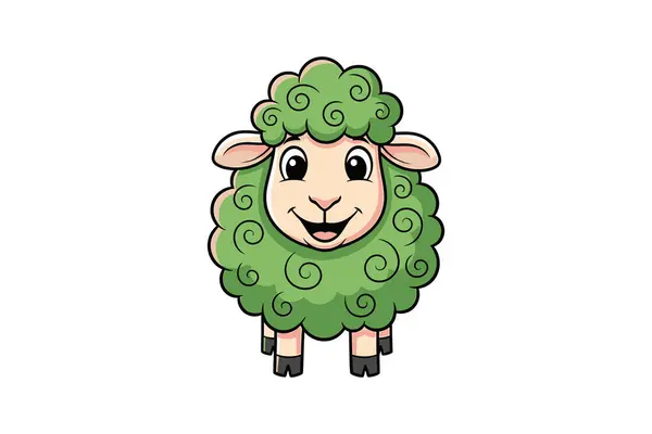 Şirin koyun çizgi film vektör çizimi