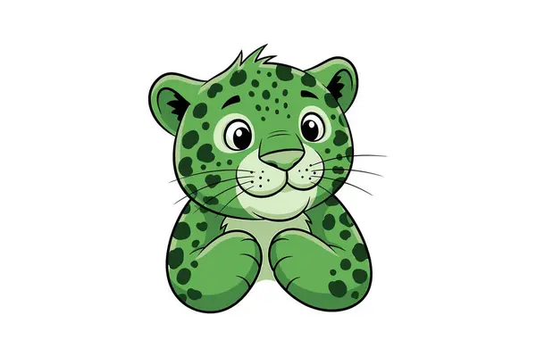 Yeşil bir leoparın karikatür çizimi