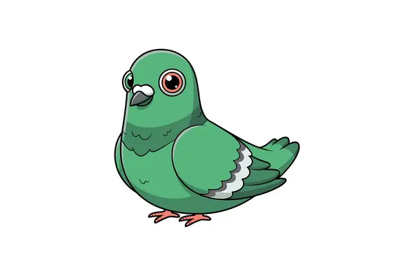 Beyaz arka planda izole edilmiş şirin yeşil kuş. vektör illüstrasyonu