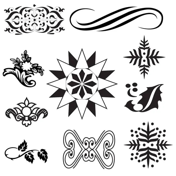 Siyah üzerine altın süs. İslami düzen ayarlandı. Arap geometrik desen demeti, doğu süsü, süs, Pers motifi. Bayram Mübarek duvar sanat altın desen şablonu.