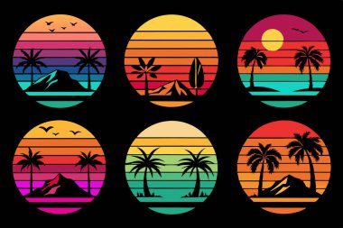 Yaz gün batımı t-shirt tasarımı