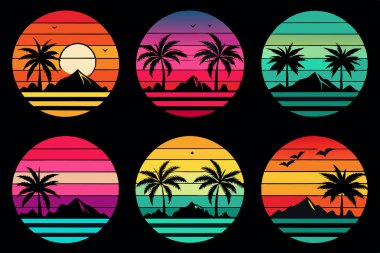 Yaz gün batımı t-shirt tasarımı