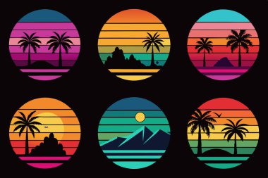 Yaz gün batımı t-shirt tasarımı