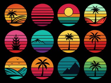 Yaz gün batımı t-shirt tasarımı