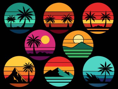 Yaz gün batımı t-shirt tasarımı