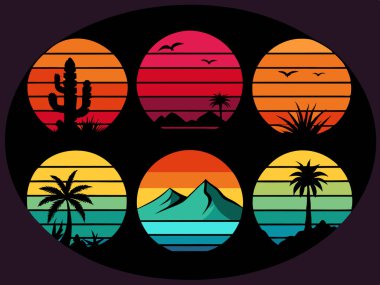 Yaz gün batımı t-shirt tasarımı