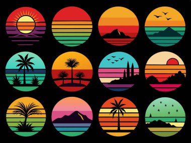 Yaz gün batımı t-shirt tasarımı