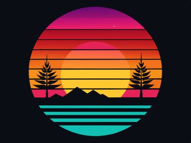 Yaz gün batımı t-shirt tasarımı