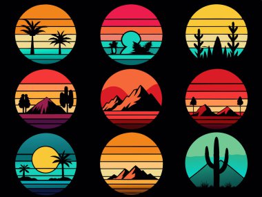 Yaz gün batımı t-shirt tasarımı