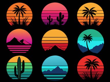 Yaz gün batımı t-shirt tasarımı