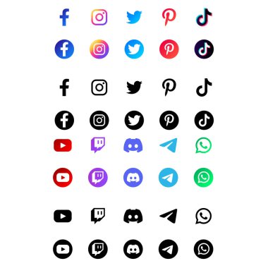 Sosyal medya ikonları. Sosyal ağ vektör simgeleri.