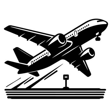 Uçak ikonu ayarlandı. Uçak vektör işareti. Havaalanı varış çıkış sembolü