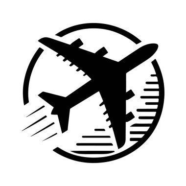 Uçak ikonu ayarlandı. Uçak vektör işareti. Havaalanı varış çıkış sembolü