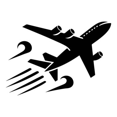 Uçak ikonu ayarlandı. Uçak vektör işareti. Havaalanı varış çıkış sembolü