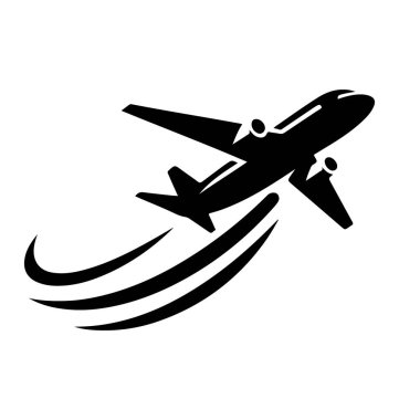 Uçak ikonu ayarlandı. Uçak vektör işareti. Havaalanı varış çıkış sembolü