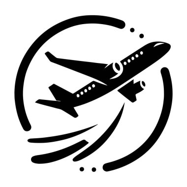 Uçak ikonu ayarlandı. Uçak vektör işareti. Havaalanı varış çıkış sembolü