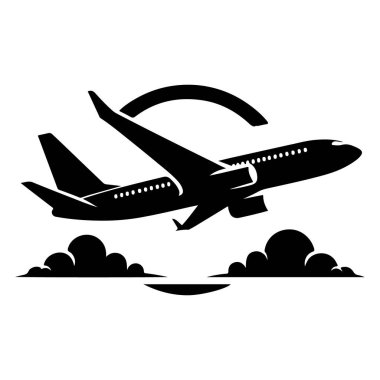 Uçak ikonu ayarlandı. Uçak vektör işareti. Havaalanı varış çıkış sembolü