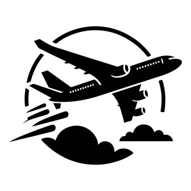 Uçak ikonu ayarlandı. Uçak vektör işareti. Havaalanı varış çıkış sembolü