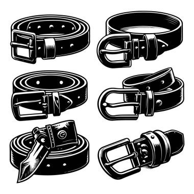 siyah deri kemer vektörü ve illüstrasyon