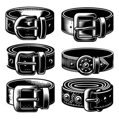 siyah deri kemer vektörü ve illüstrasyon