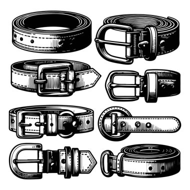 siyah deri kemer vektörü ve illüstrasyon