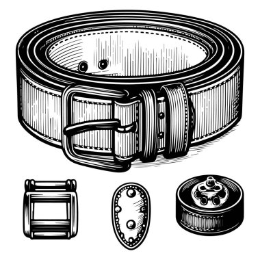 siyah deri kemer vektörü ve illüstrasyon