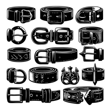 siyah deri kemer vektörü ve illüstrasyon