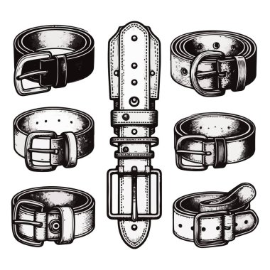 siyah deri kemer vektörü ve illüstrasyon