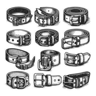 siyah deri kemer vektörü ve illüstrasyon