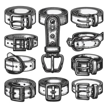 siyah deri kemer vektörü ve illüstrasyon