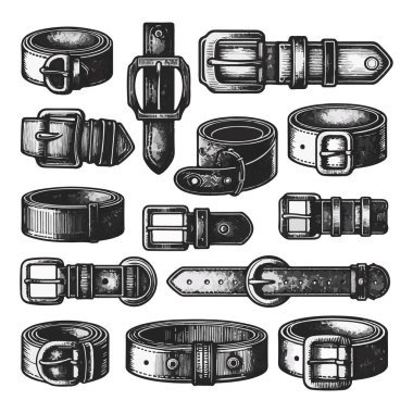 siyah deri kemer vektörü ve illüstrasyon