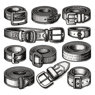 siyah deri kemer vektörü ve illüstrasyon