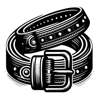 siyah deri kemer vektörü ve illüstrasyon