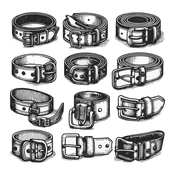 siyah deri kemer vektörü ve illüstrasyon