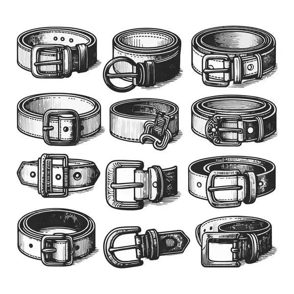 siyah deri kemer vektörü ve illüstrasyon