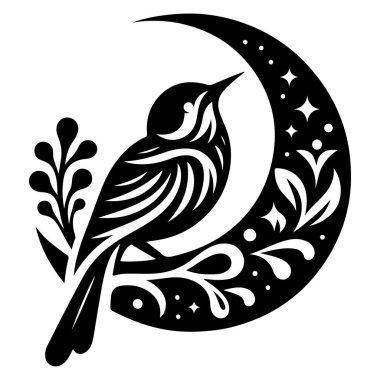 Tasarım için siyah kuş siluet vektör elementleri kümesi.