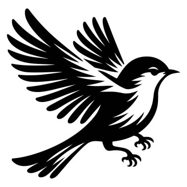 Tasarım için siyah kuş siluet vektör elementleri kümesi.