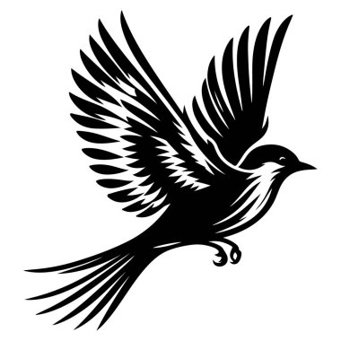 Tasarım için siyah kuş siluet vektör elementleri kümesi.