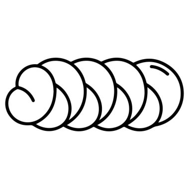 Örgü örülmüş bir somun ekmeğin minimalist siyah-beyaz çizgisi çizimi, desenli, iç içe geçmiş ipliklerini sergiliyor..