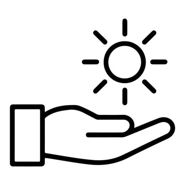 Yukarı doğru uzanan bir elin basit bir çizimi, üzerinde şekillendirilmiş bir güneş ışığı var. Sıcaklığı, umudu ya da hediyeyi simgeler..