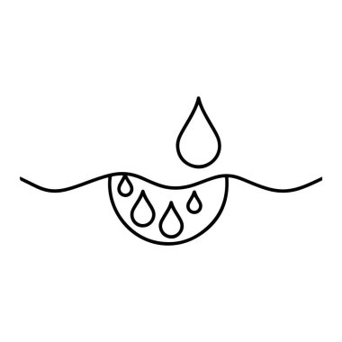 Basit bir çizim bir damlacığın yüzeye düşüşünü gösteriyor, su yüzeyin altındaki bir çukura sızıyor..