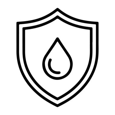 İçinde su damlası olan bir kalkanın bulunduğu temiz, basit bir sanat simgesi. Korunmayı, saflığı ve güvenliği simgeliyor..