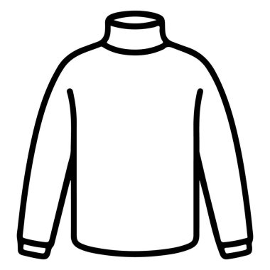 Minimalist bir çizgi, uzun kollu, rahat, beyaz bir balıkçı yaka kazak çiziyor. Moda konseptleri, kıyafet tasarımı veya kış giyimi grafikleri için mükemmel..